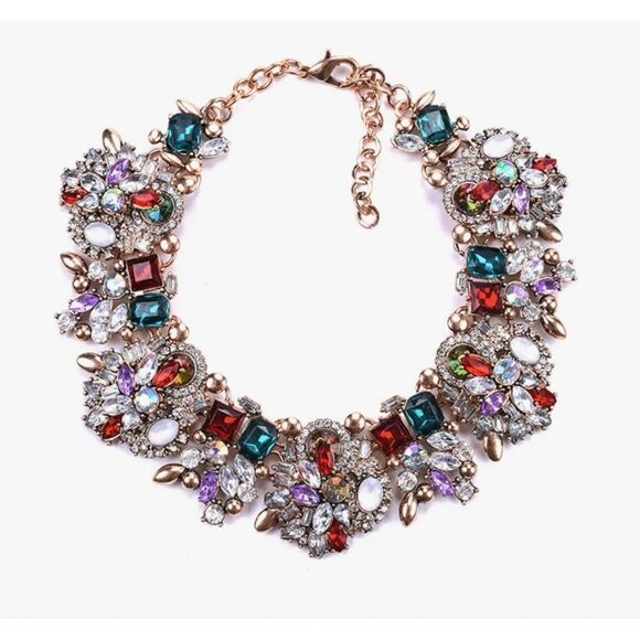 ♥️ Stunning & Sparkling multicolored crystal statement necklace ♥️ - Picture 3 of 7